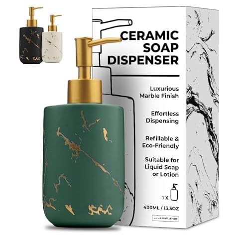 JJ PRIME Marble Look Ceramic Soap Dispenser Cover