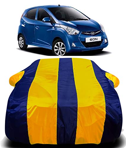 Image of Waterproof Car Cover with Ultra Surface Body Protection (Yellow Stripes) (Imported 190T Fabric)