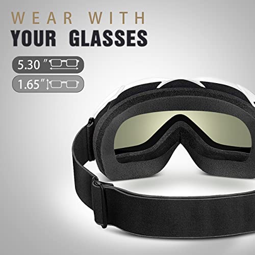 Outdoormaster Otg Ski Goggles - Over Glasses Ski/Snowboard Goggles For Men, Women & Youth - 100% Uv Protection (Black Frame + Vlt 84% Yellow Lens) #TOP1