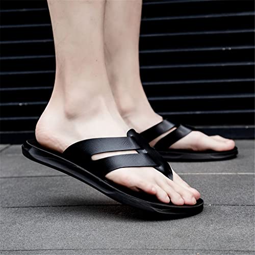 Leather Slippers for Men Hotel Beach Shoes Flip-Flops Men's Shoes Big Size 40-47(Black,45)3