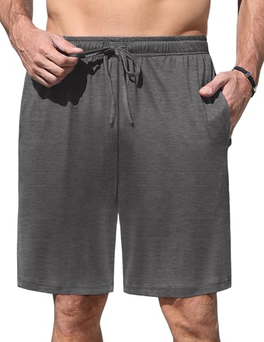 Ekouaer Pantalones de Pijama para Hombre, Bermudas Cortas de algodón Pantalones Cortos para Dormir Pantalones Cortos para Dormir de Verano, Pantalones de Ocio para Hombres, Gris, M