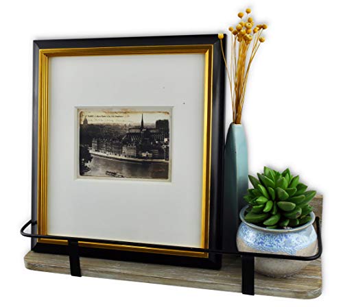 Spiretro Floating Rv Shelves, Wall Mount Rustic Wood Wall Shelves With Metal Rail Storage Organize, Display, Décor For Bathroom Living Room Bedroom Kitchen Room Closet, Set Of 2 (Large & Small), Grey #TOP3