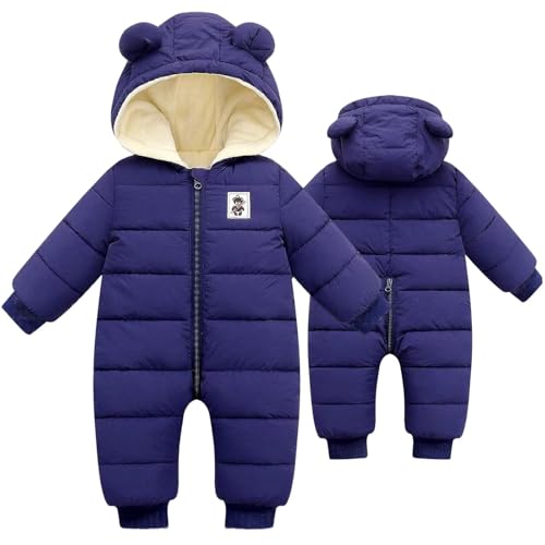 Image of BYFRI Baby Boys Girls Snowsuit Infant Winter Clothes Newborn Hooded Jacket Toddler Jumpsuit Coat