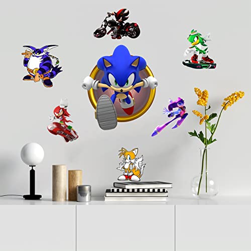 Large Sonic Wall Decals 3D Cool Sonic Wall Stickers Diy Assemble For Boys Kids Bedroom Classroom Dining Room Living Room Baby Nursery Decoration Gift Supplies (15.7 X 31.5 In） #TOP4