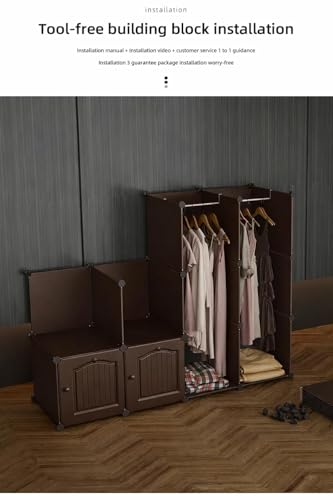 Image of 8 Door Kids Cartoon Wardrobe Storage Cabinet - DIY Modular Clothes Organizer with Hanging Cartoon Design Wardrobe with Multi for Bedroom, Living Room,Entryway