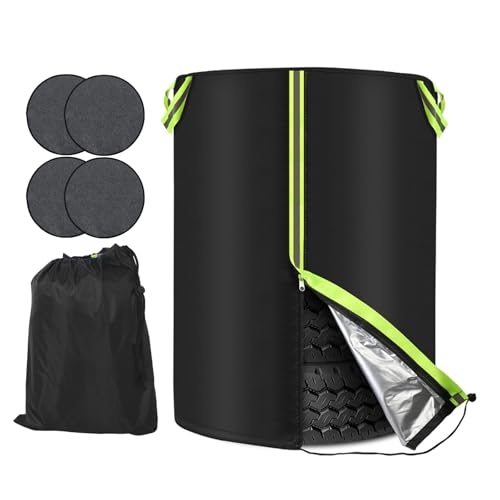 Image of Tire Cover with 4 Pads, Tire Covers for Storage Waterproof 420D Tire Storage Bag Universal Tire Covers for Storage with Zipper for Trucks, SUV, Trailer Sun Rain Snow Protection (for 31.5'' Diameter)