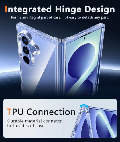 Image of FNTCASE for Galaxy Z-Fold-8 Ultra Case: Samsung Z Fold 7 Clear Case, Tempered Glass Screen Protector, Anti Yellowing, Military Grade Drop Protection, Rugged Shockproof