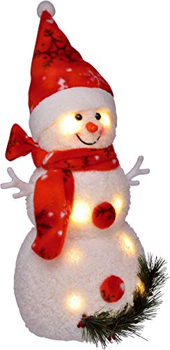 Bambelaa! Boneco de neve com luzes LED vermelhas para decoração de Natal, 42 cm, funciona a pilhas