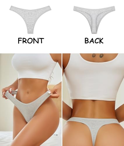 6 Pack Cotton Thongs for Women Sexy Underwear Ladies Panties Breathable Stretch Thong2