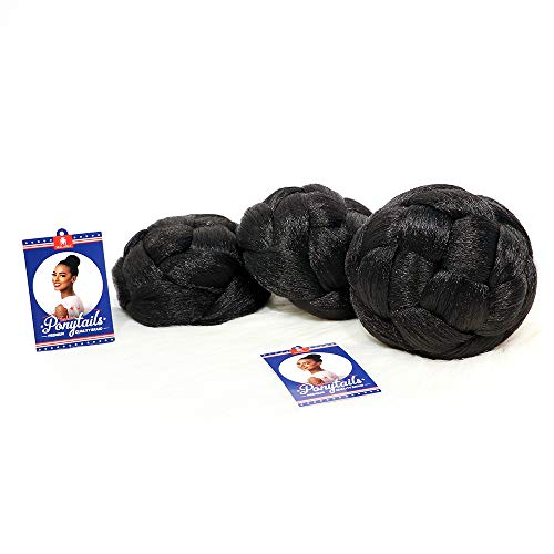 MALAIKA Synthetic Hair Chignon Bun Donut Braided Hairpieces Scrunchie Clip in Hair Bun Extensions Straight Updo for Wedding Party Costume Women Beauty 4Colors and type avilable-M05-Natural Black