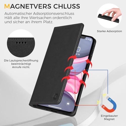 Kirnntca Handyhülle für iPhone 11 Hülle, Kartenfach Premium PU Leder Klapphülle Schutzhülle… – Ansicht 3