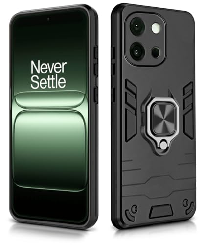 Image of WOW IMAGINE Shock Proof Back Case Mobile Cover for 1+ OnePlus 13s 5G | Back Cover Case (Tough Armor | Hybrid PC + TPU | Ring Holder & in-Built Kickstand | Black)