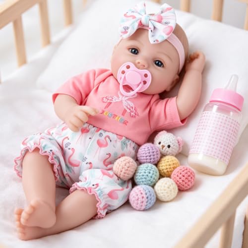 Image of Milidool Realistic Reborn Baby Dolls Girl - Realistic Baby Dolls Girl Real Looking 18 inch Doll with Soft Poseable Body, Lifelike Newborn Baby Doll, Kids Gift for 3+ Years Old