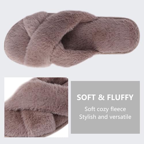 Women’s Fuzzy Slippers, Indoor Slippers for Women Girls Soft Memory Foam House Slippers Open Toe Plush Fluffy Bedroom Slip On Shoes3