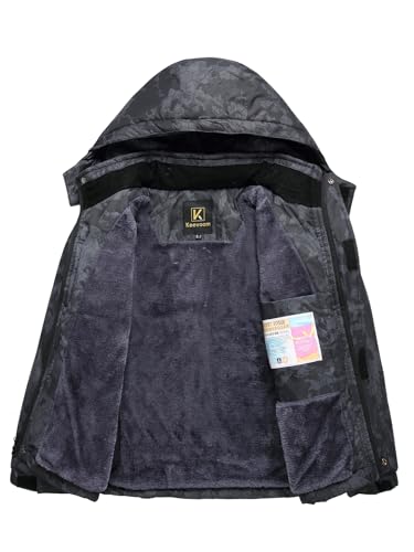 Image of Keevoom Boy's Waterproof Ski Jacket Winter Warm Thick Snow Coat Windproof Fleece Kids Outdoor Hooded Snowboard Jackets