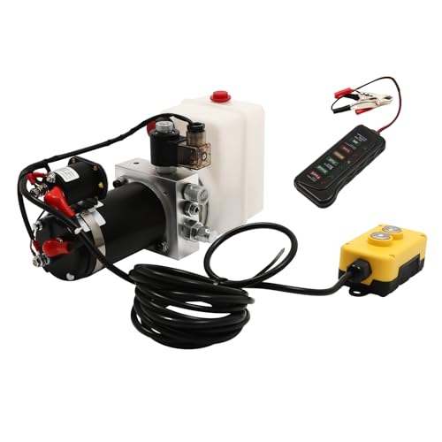 Hydraulic Pump, 1.5 Quart DC 12V Hydraulic Power Unit with Single Acting Dump Truck Hydraulic Pump with Remote Control for Dump Trailer Car Lifting