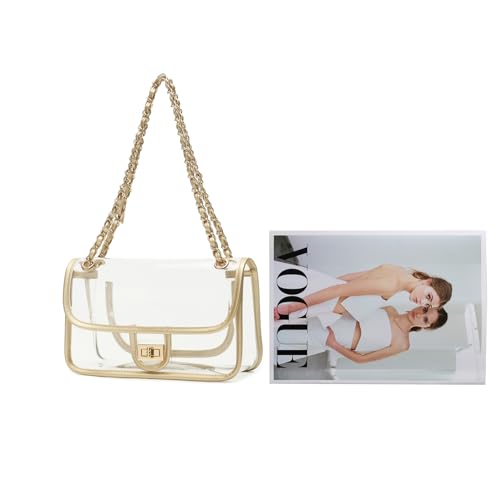 Womens PVC Clear Purse Handbag with Chain Stadium Approved Clear Bag See Through Purse Bag2
