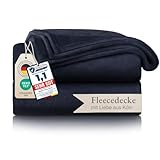 Blumtal Fleecedecke 270x230 cm - Oeko-TEX zertifizierte Kuscheldecke - Wohndecke 270x230 cm - weiche Decke Couch als Wohn- und Kuscheldecke - Flauschdecke - Kuscheldecke Sofa - Decke Fleece Dunkelblau