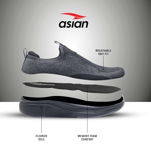 Image of ASIAN Wonderwalk Pro-21 Men's Walking Shoes | Lightweight Slip-On Sneakers with Arch Support | Memory Foam Soft Cushion Insole, Breathable & Flexible Shoes for Gym, Travel & Walk