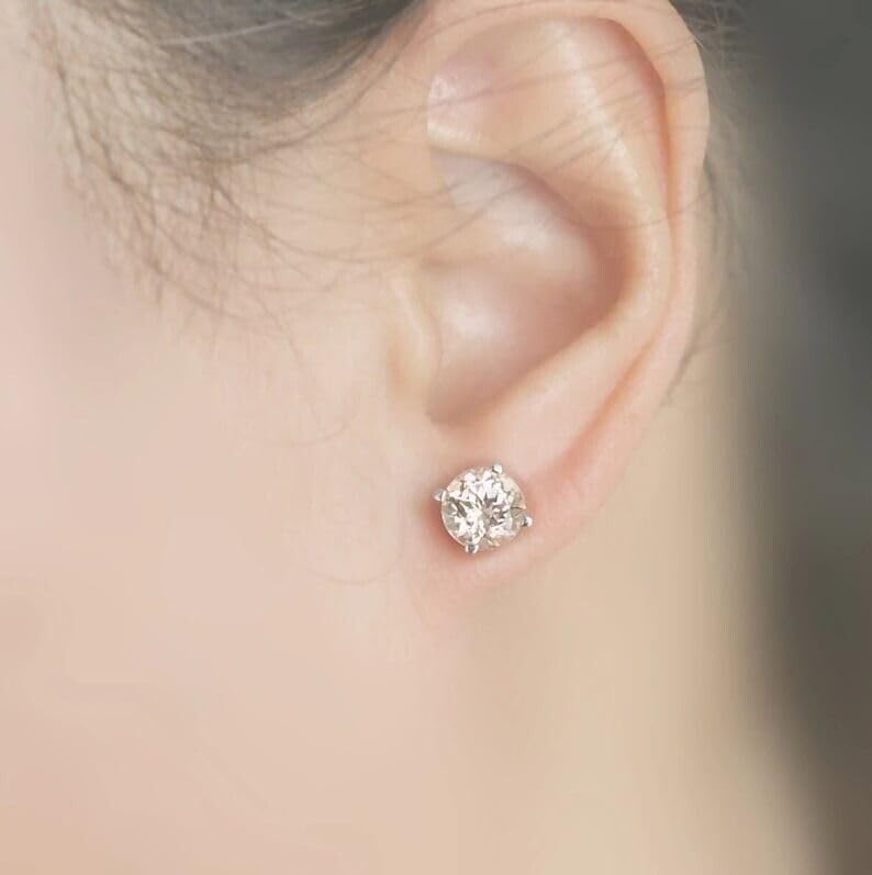 1.00Ct Round Cut Simulated Peach Morganite Stud Earrings 14K Rose Gold Plated 925 Silver 5mm4