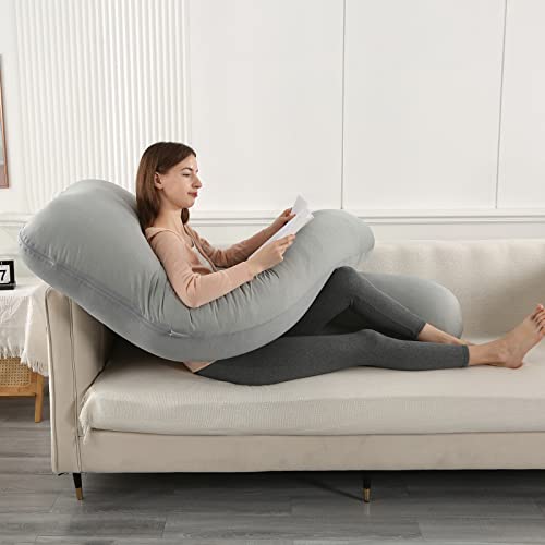 Image of Amagoing Cooling Pregnancy Pillow for Sleeping, 55 inch U Shaped Full Body Maternity Pillow Support for Back, Hip, Belly, Legs for Pregnant Women, Removable Cooling Cover, Pregnant Women Must Have