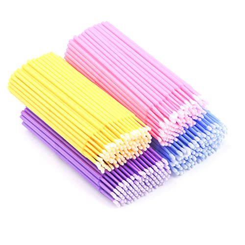400 pcs Micro Applicateurs Brosses D'extension de Cils Jetables pour le Maquillage Les soins Dentaires et Oraux 4 Brosses de couleur