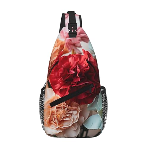 Bolso Sling para Hombre y Mujer Color Negro con Flores miniatura 1