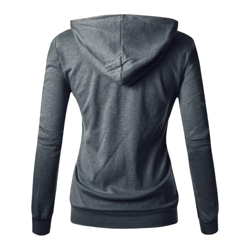 Image of GIVON Basic Lightweight Zip-Up Hoodie Long Sleeve Thin Jacket for Women with Plus Size
