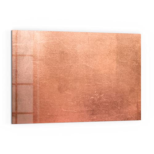 DEQORI Küchenrückwand Glas | Motiv Kupferplatte mit Kratzern | 60x40 cm | Bad- oder Herd-Rückwand | Herdblende Spritzschutz für Küche & Badezimmer | moderne Deko für Fliesenspiegel
