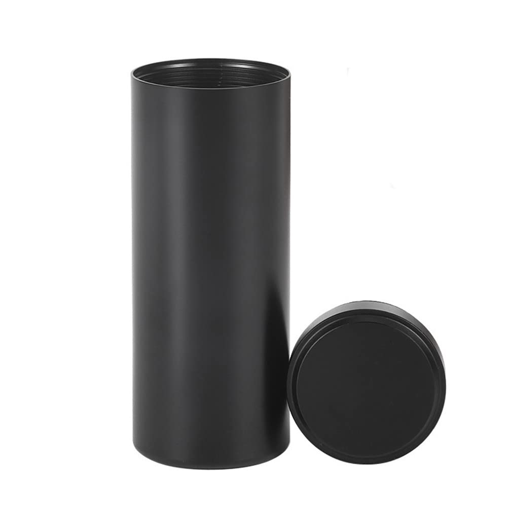 Gierzijia Seal Tea Canisters, Color Titanium Aluminum Alloy Round Tea Tins, Mini Portable Sealed Jar for Coffee Tea Candy Storage Loose Leaf Tea Tin Containers Storage (Black, 120ML)
