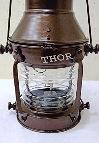 THOR INSTRUMENTS Lanterne nautique maritime en métal – Lampe à huile en aluminium rustique antique – 12,7 x 12,7 x 27,9 cm – vue 4