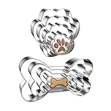 Hottion 8PCS Dog Bone and Dog Paw Print Cookie Cutters Set, Metal 4 Sizes Dog Bone Paw Shape Cookie