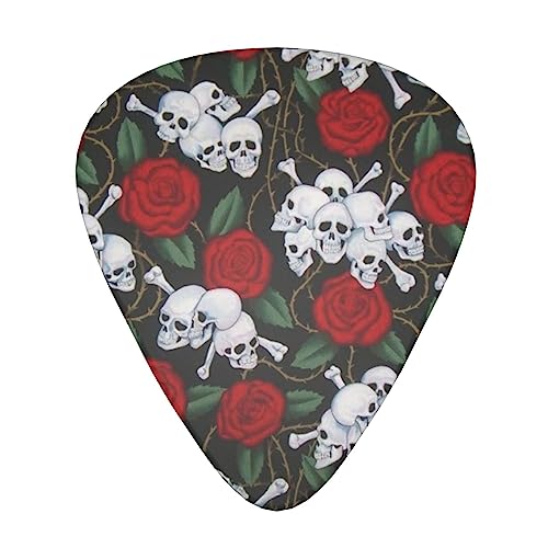 Lot de 12 médiators tendance et durables en forme de tête de mort et fleurs dans une boîte pour ukulélé guitare électrique basse - Les Beatles, Paul McCartney, John Lennon, RIngo Starr, George Harrison Lot de 12 médiators tendance et durables en forme de tête de mort et fleurs dans une boîte pour ukulélé guitare électrique basse