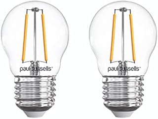 paul russells LED Filament Golf Ball Light Edison Screw E27, 25w Equivalent Bulb, 2.5W 250LM Mini Globe G45 LED Bulbs, 2700K Warm White, Energy Saving Chandelier Lightbulbs, Pack of 2