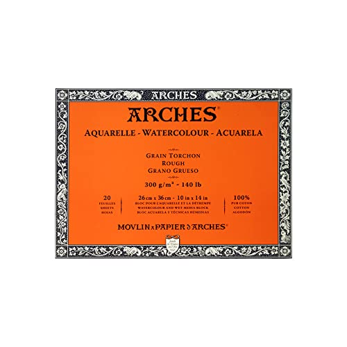 Bloc para acuarelas de Arches, madera, color blanco, madera, weiß, 36 x 26cm - 20 Blatt