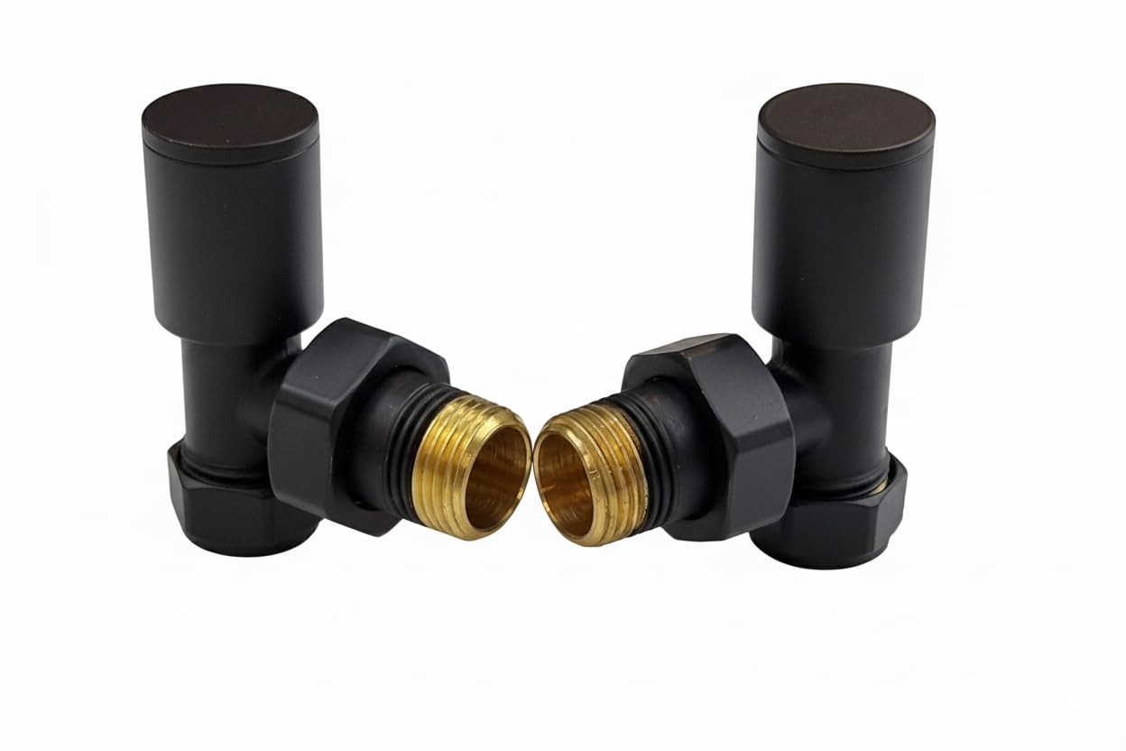 Manissa Kirby - Válvulas para toallero en ángulo de 15 mm, color negro