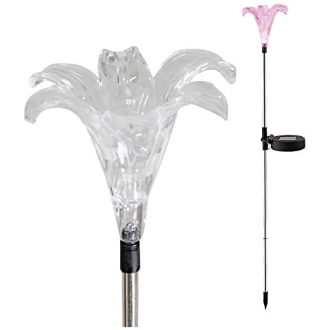 Candle Choice Color Changing Solar Garden Stake Light with Vivid Figurine - Lily, LED Garden Light, Landscape Light, In-ground Light Outdoor Light for Garden Decoration and Flower Beds Cover