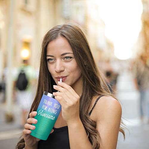 Thank You Gifts, Thank You For Being Awesome Travel Tumbler, Inspirational Appreciation Birthday Christmas Gifts For Women Coworker Friends Teacher Her, 20Oz Insulated Travel Tumbler, Rainbow Color #TOP3