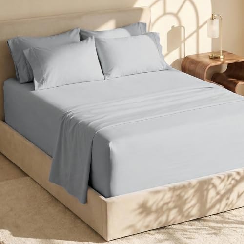 Image of Hearth & Harbor Extra Deep Pocket Queen Sheets Sets - Fits Mattress 18-24 Inches Deep - Extra Deep Pocket Sheets - 6 Piece Queen Size - Silver