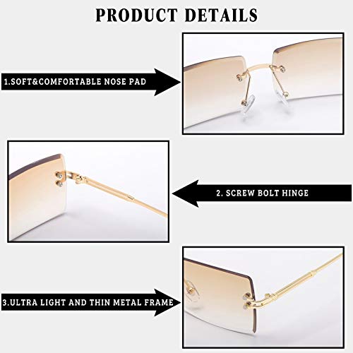 Image of Stylish Small Rectangle Sunglasses Women Men Tinted Frameless Eyewear Ultralight Candy Color Ocean Sun Glasses Shades NP1034