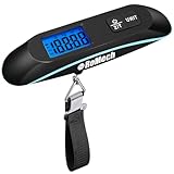 ROMECH Luggage Scale with Backlit, Portable Digital Suitcase Weight Scale, 110lbs Load with Hook, Travel Essentials for Hanging Baggage (Battery Included, Black)