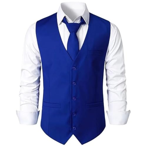 Men's V-Neck Sleeveless Suit Vest Slim Fit Business Dress Wedding Solid Color Vest