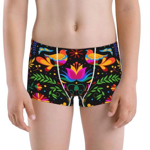 Boys' Cotton Boxer Brief Soft Underwear-Mexican Flower Traditional1