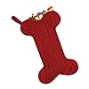 Christmas Stocking Large Dog Bone Shape Super Soft Cable Knit Pattern 18 Fireplace Hanging Holiday Decoration Knitted Xmas Stockings for Pets Family Party Decor Red