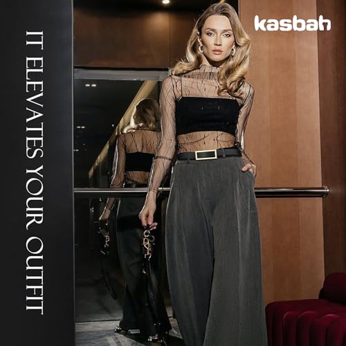 KASBAH Reversible Belts for Women Skinny Leather Belt for Jeans Dresses Waist Thin Belt with Gold Buckle3