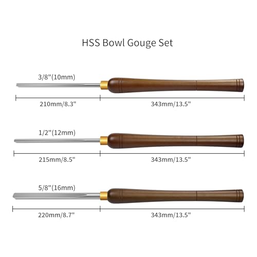 DEEFIINE 3 Pcs HSS Bowl Gouge Lathe Chisel Set Wood Turning Tools with Wooden Box, 3/8-Inches, 1/2-Inches and 5/8-Inches chisels for Woodturning 3 DEEFIINE 3 Pcs HSS Bowl Gouge Lathe Chisel Set Wood Turning Tools with Wooden Box, 3/8-Inches, 1/2-Inches and 5/8-Inches chisels for Woodturning - Image 3
