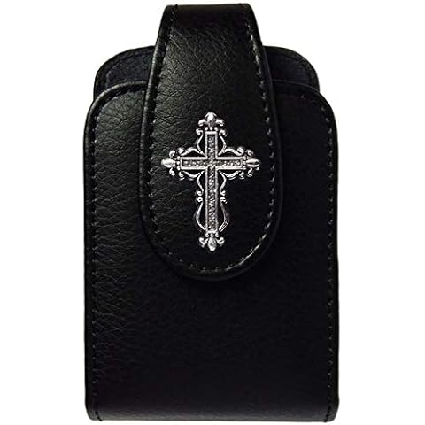 Premium 3D Metal Cross Pouch Case with Belt Clip for Medtronic Minimed Insulin Pump 530G/ 630G/ 640G/ 670G (All Model) (Vertical/1/silver Cross) Cover