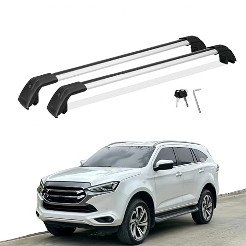 Roof Rack Cross Bars Fit for Isuzu MU-X MUX 2021-2025 Aluminum Crossbars Cargo Carrier 2PCS Silver & Black