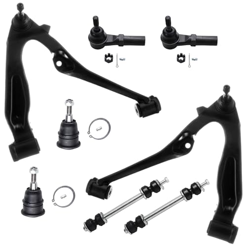 Image of Detroit Axle - 8pc Front End Kit for 2001-2010 Chevrolet Silverado GMC Sierra 2500HD 3500HD 2001-2006 Silverado Sierra 3500 Yukon XL 2500, Lower Control Arms Outer Tie Rods Upper Ball Joints Sway Bars