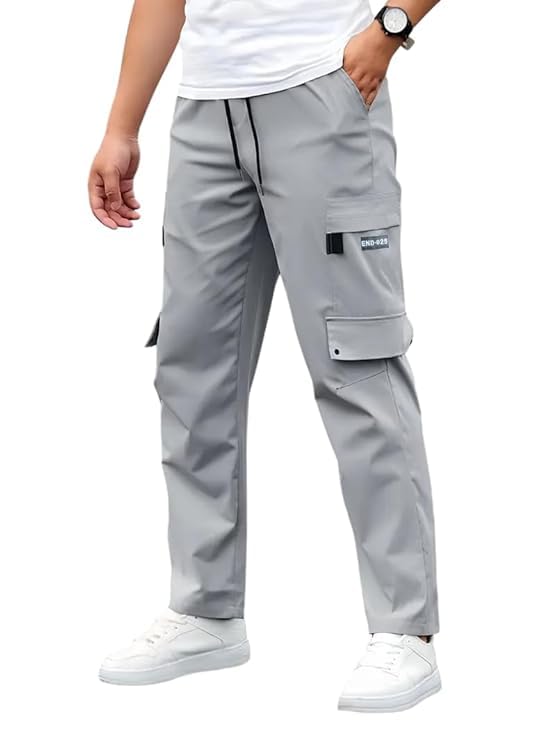 Men’s Black Lycra Cargo Jogger Pants | Slim Fit Stretchable Track Pants with Multiple Pockets | Elastic Waist Casual Streetwear Trousers for Men-image-21
